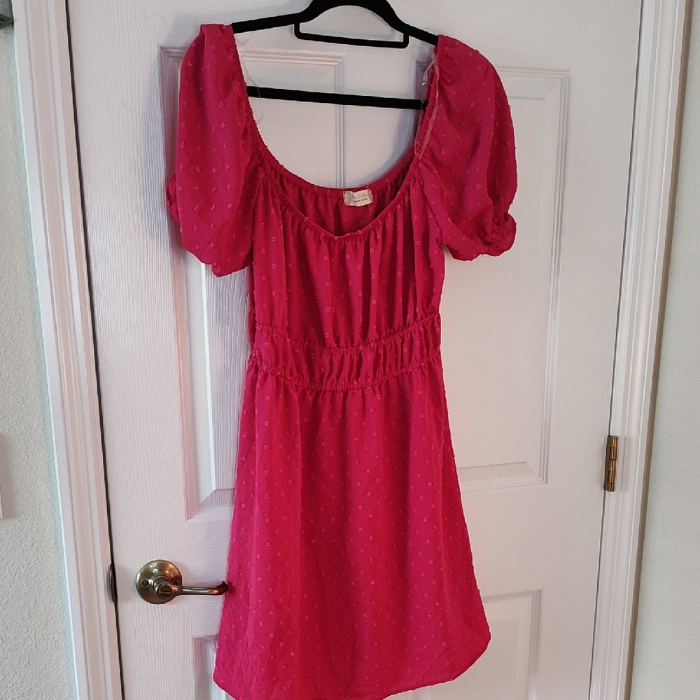 Altar'd State Fuchsia Puff Sleeve Mini Dress